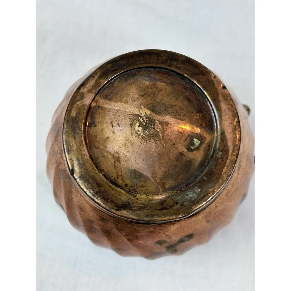 vtg copper planter bowl with rope and tassel detail Ruffled - Picture 4 of 9